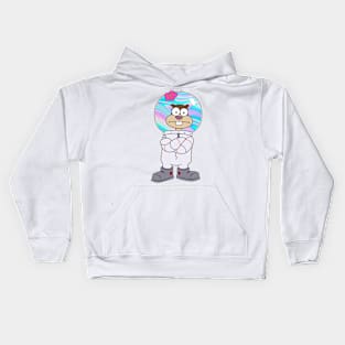 Squirrel Sandy Cheeks from Spongebob stands with his hands folded. Holographic helmet Kids Hoodie